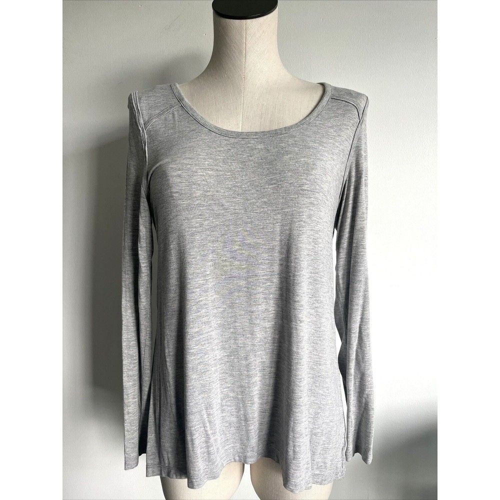 Cynthia Rowley Womens Shirt Size Medium Gray Long Sleeve Top Stretch Hi/Low